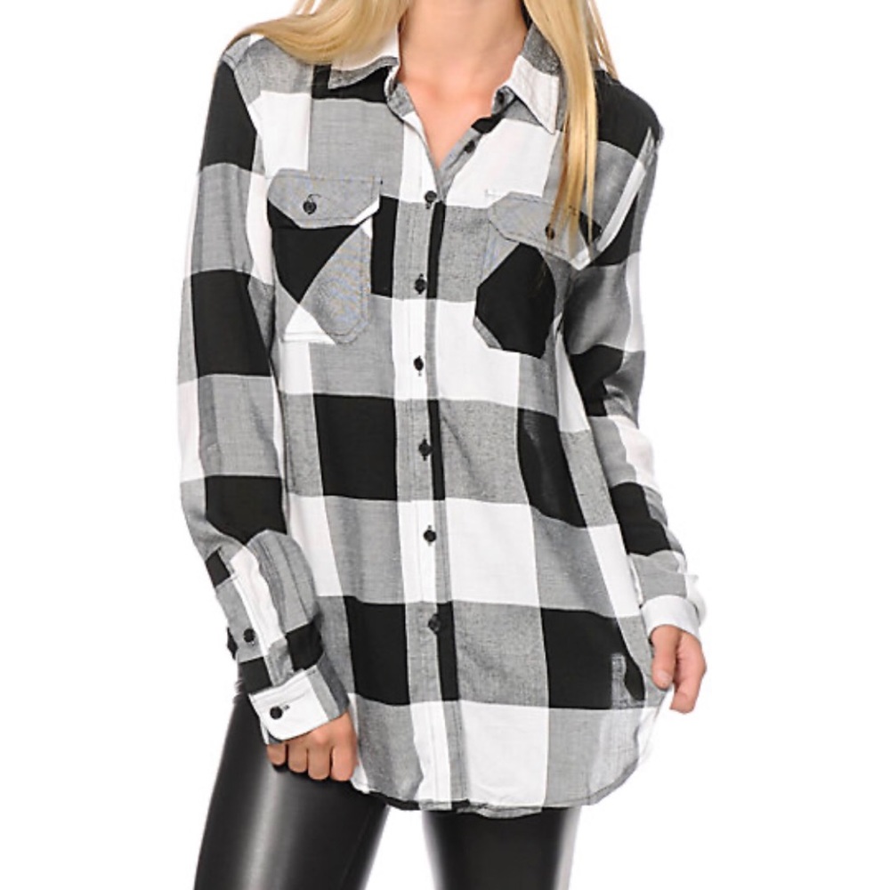 THREAD & SUPPLY Black White Button Down Small